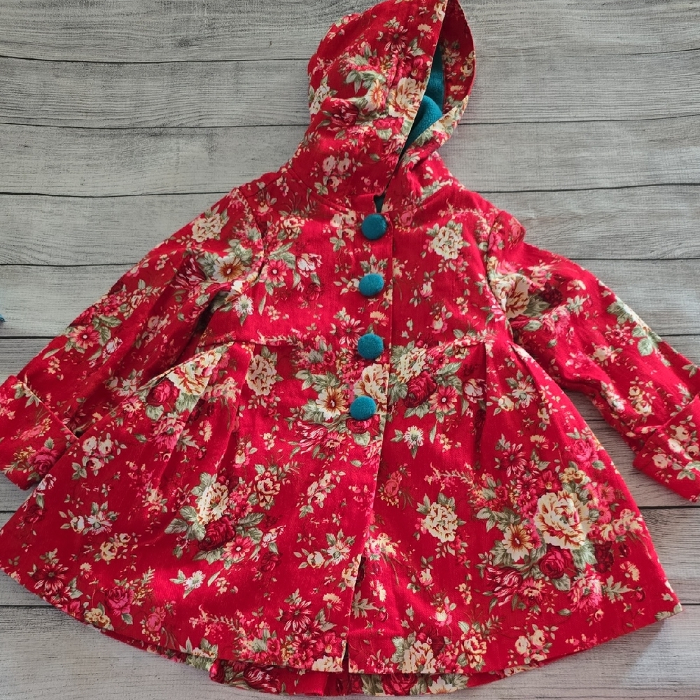 Floral Red Kids with Hood
